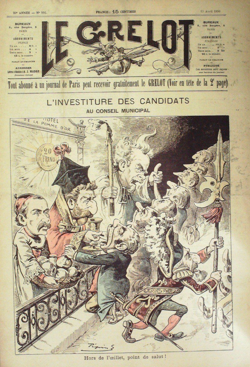 Le Grelot 1890 n° 992 CANDIDATS au CONSEIL MUNICIPAL PEPIN