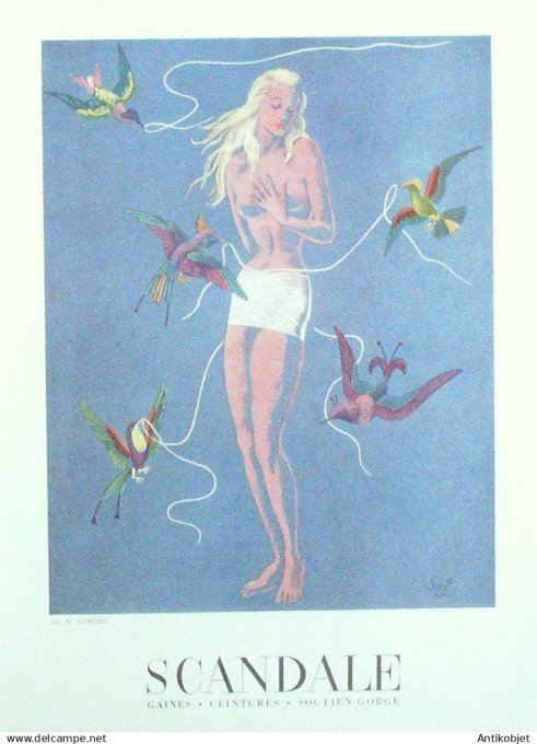 Publicité Lingerie Scandale signée Snl 1952