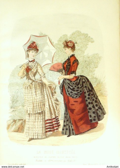Gravure de mode La Mode illustrée 1884 n°33 (Maison Coussinet)