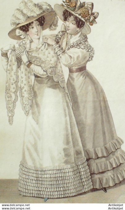 Costume Parisien 1825 # 2344 Robes mousseline et perkale