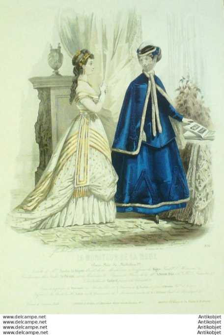 Gravure Mode Le Moniteur 1866 # 876 (Old Fashion plate)