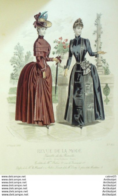 Gravure Mode La Gazette 1888 # 852 (Old Fashion plate)