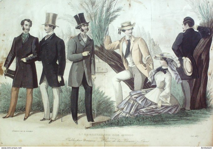 Gravure Mode Le Coupeur 1857- 6 (Old Fashion plate) Rare Amazone