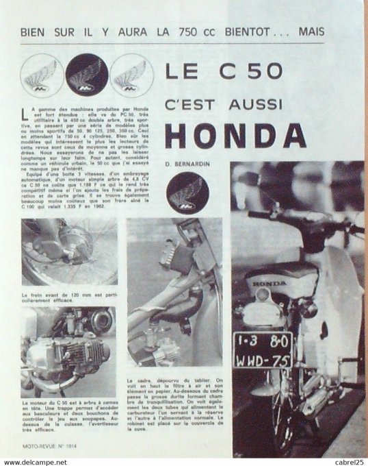 Moto Revue 1969 n° 1914 C50 Honda 1000 Jap Matchless G5 Metisse Rickman