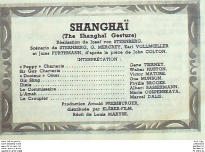 Mon Film 112 48-10- 6 Shanghai Gene Tierney Walter Huston