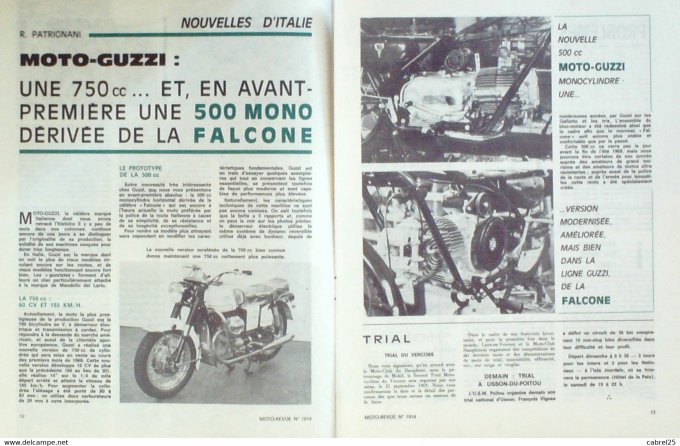 Moto Revue 1969 n° 1914 C50 Honda 1000 Jap Matchless G5 Metisse Rickman