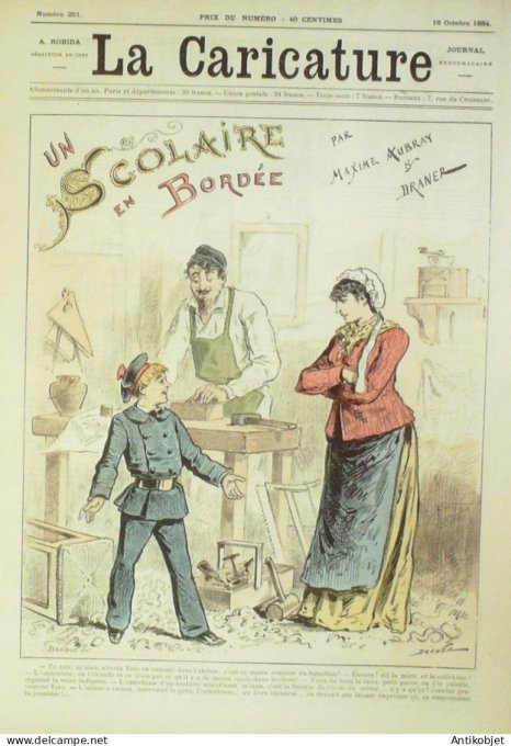 La Caricature 1884 #251 Un scolaire en bordée Draner & Aubray Ferry par Luque Sorel
