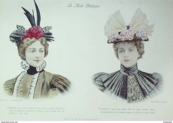 La Mode pratique 1896 # 28 chapeau et capote en paille