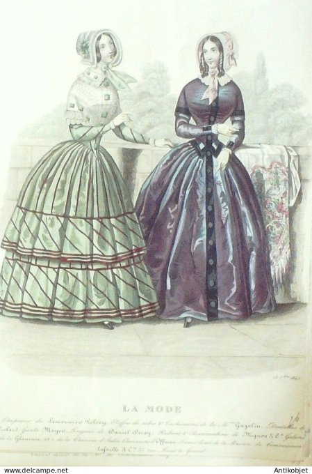 Gravure La mode 1845 # 26 (aquarelle old Fashion plate)