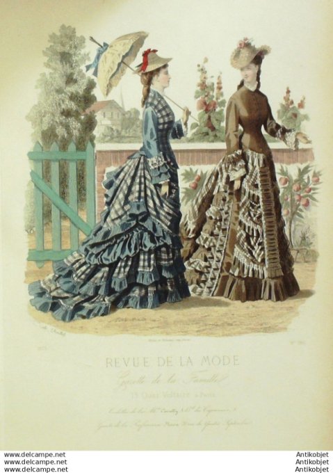 Gravure Mode La Gazette 1875 # 186 (Old Fashion plate)