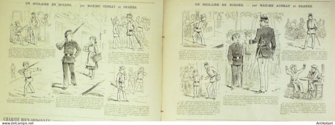 La Caricature 1884 #251 Un scolaire en bordée Draner & Aubray Ferry par Luque Sorel
