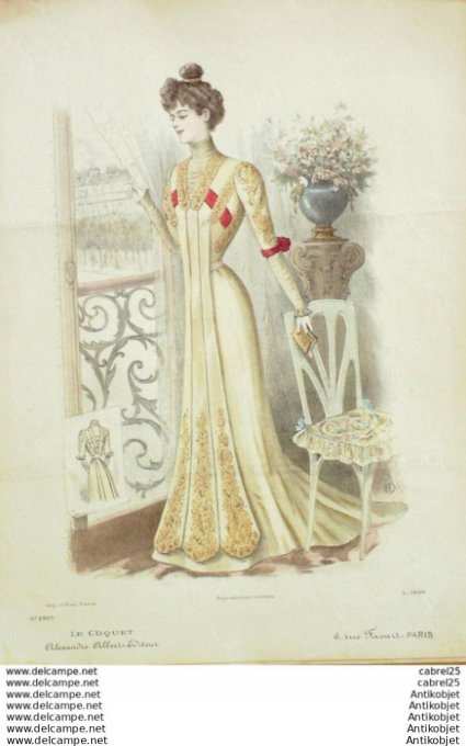 Gravure Mode Le Coquet 1900 # 05 (Old Fashion plate)