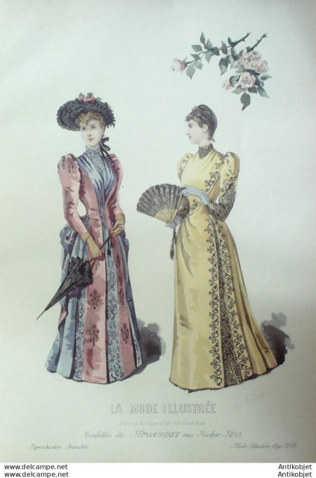 Gravure Mode illustree 1890 # 36 (Old Fashion plate) rare