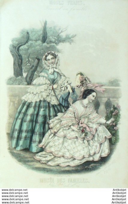 Gravure Mode Musee des familles 1855 # 10 (Old fashion plate)