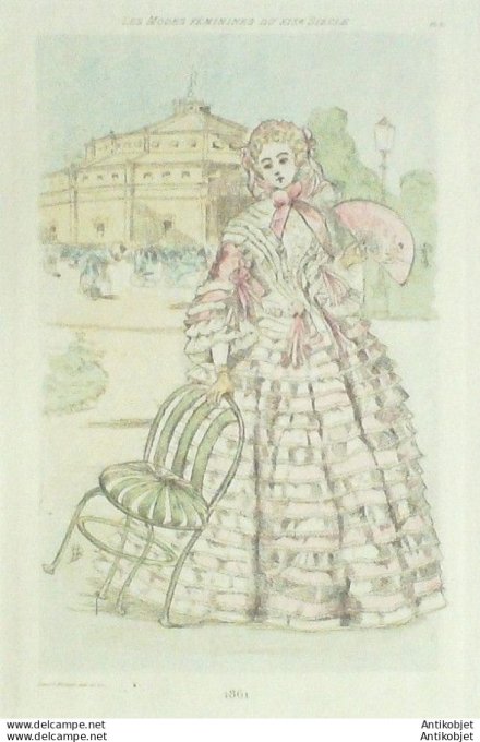 Gravure Mode Boutet (pointe seche aquarellee old Fashion plate) Pl 61-1902