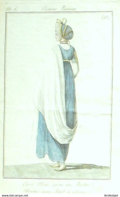 Costume Parisien 1797 an 6 # 58 (eau forte) Capote mattée Shall