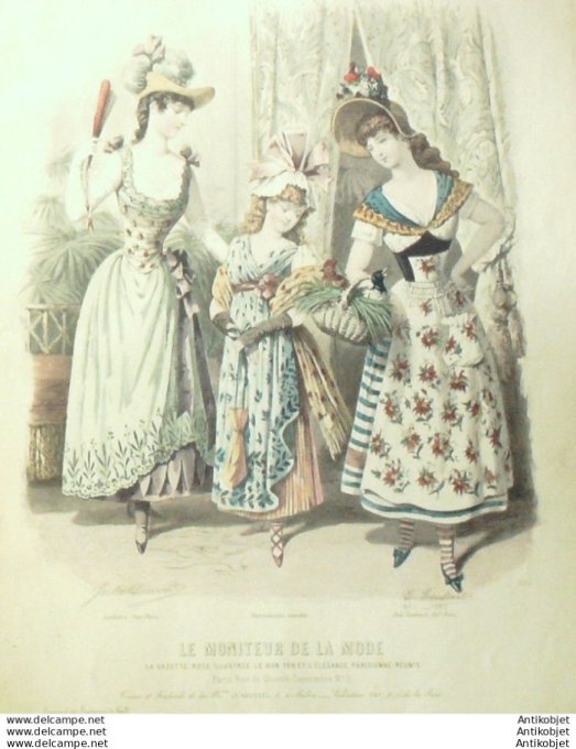 Gravure Mode Le Moniteur 1889 # 01 (Old Fashion plate)