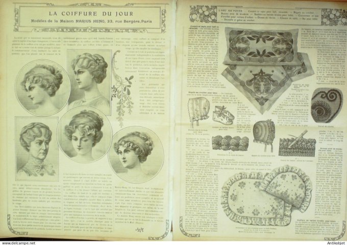 La Mode illustrée journal 1910 n° 17 Toilettes Costumes Passementerie