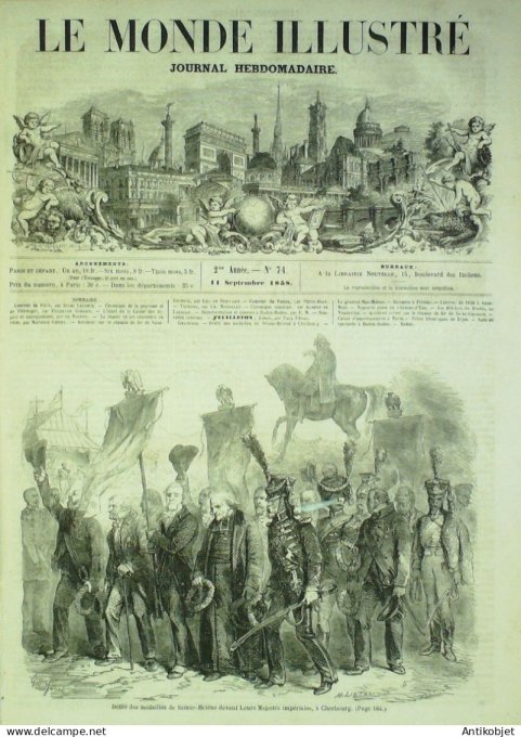 Le Monde illustré 1858 n° 74 St-Malo (35) Fécamp (76) Cherbourg (50) Dijon (21) Baden