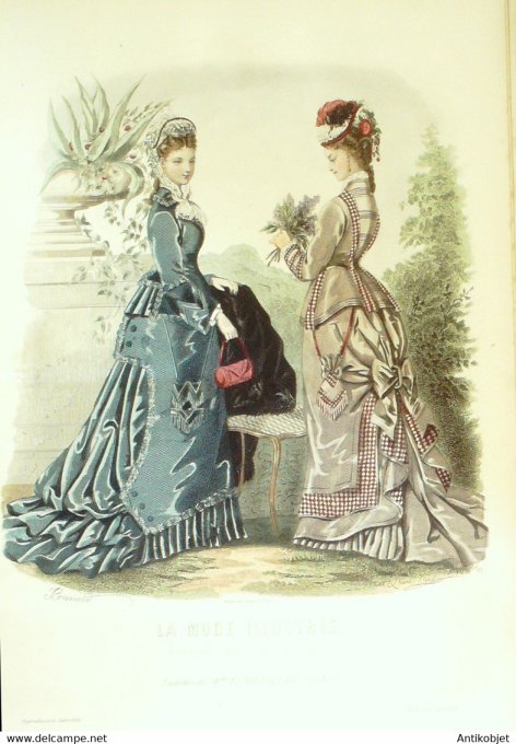 Gravure de mode La Mode illustrée 1876 n°17 (Maison Fladry)