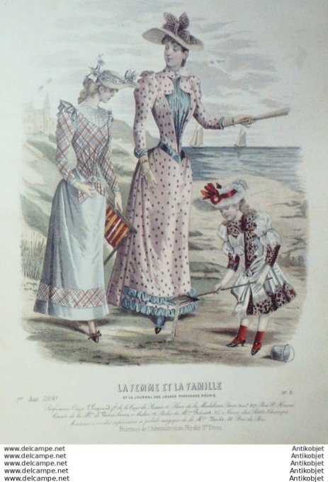 Gravure Mode La Femme & La Famille 1890 # 08 (Old Fashion plate)