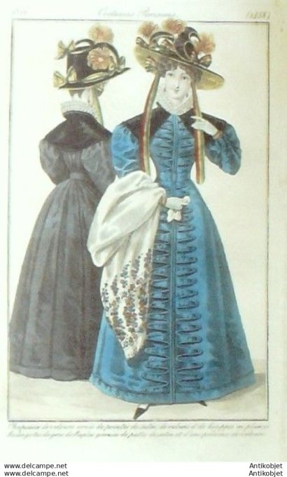 Gravure Mode Costume Parisien 1826 # 2458 (eau forte old Fashion plate
