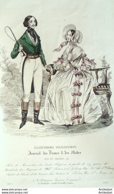 Costume Parisien 1838 # 3589 Robe mousseline des Indes