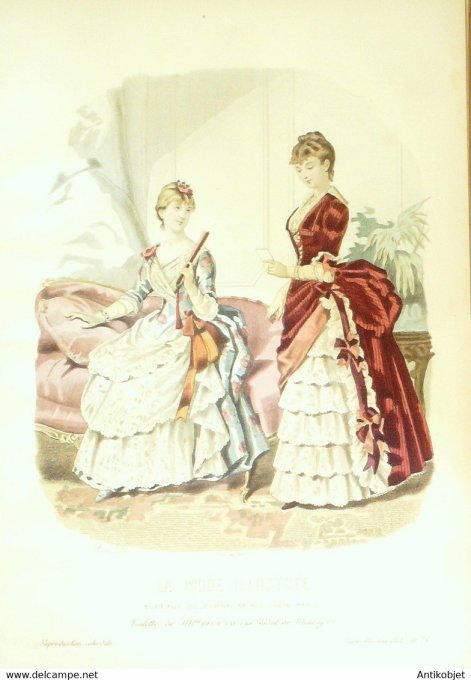 Gravure de mode La Mode illustrée 1884 n°35 (Maison Delaunay)