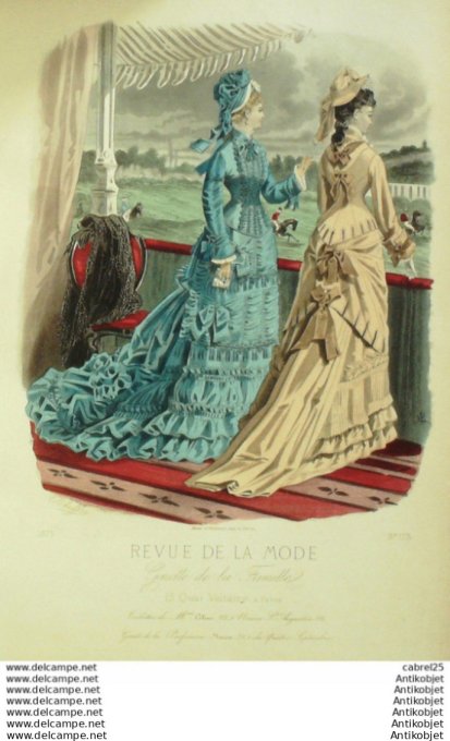 Gravure Mode La Gazette 1875 # 173 (Old Fashion plate)
