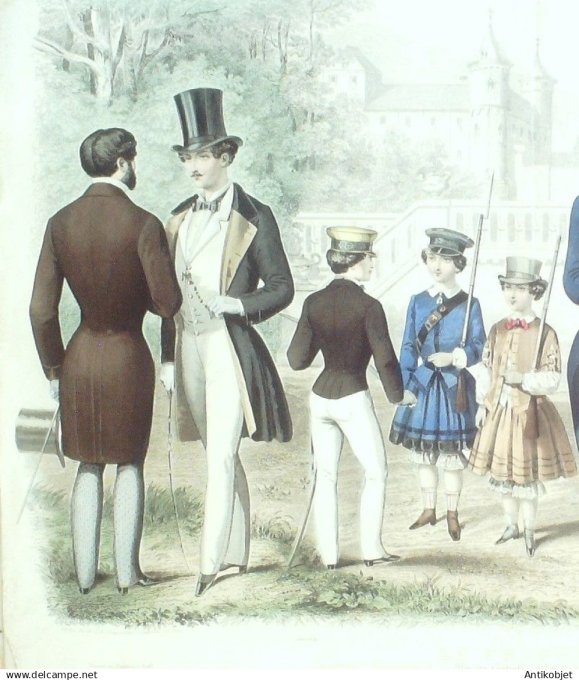 Gravure de Mode originale Le Progres 1854 # 54 (Maison Desprey)