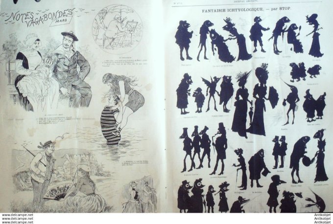 Le Journal Amusant 1890 # 1772 Fantaisie Ichtyologique par Stop Notes vagabondes par Mars