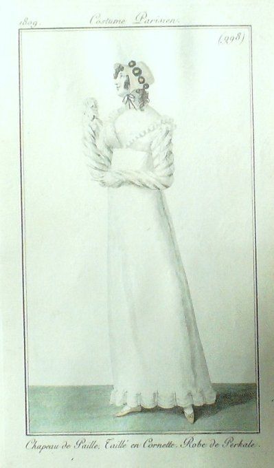 Gravure Mode Costume Parisien 1809 #  998 (eau forte old Fashion plate
