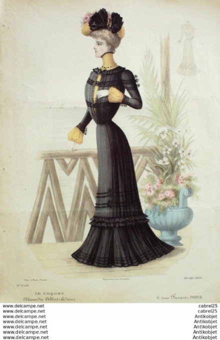 Gravure Mode Le Coquet 1900 # 29 (Old Fashion plate)