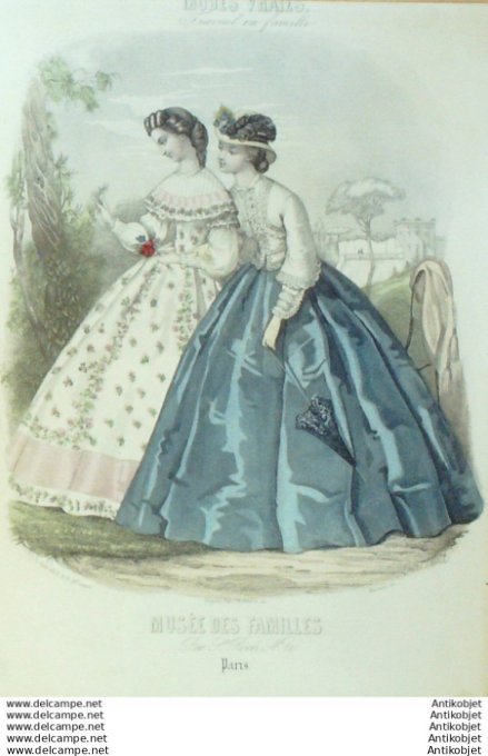 Gravure Mode Musee des familles 1863 #  9 (Old fashion plate)