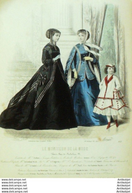 Gravure Mode Le Moniteur 1866 # 833 (Old Fashion plate)