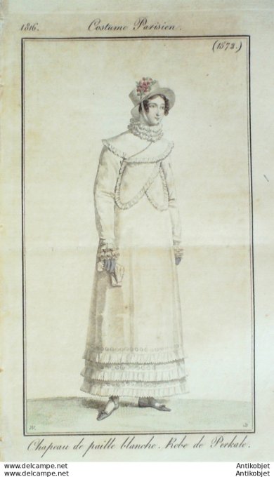 Costume Parisien 1816 # 1572 Robe perkale