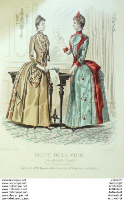 Gravure Mode La Gazette 1888 # 850 (Old Fashion plate)