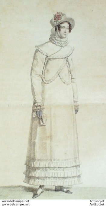 Gravure de mode Costume Parisien 1816 n°1572 Robe perkale