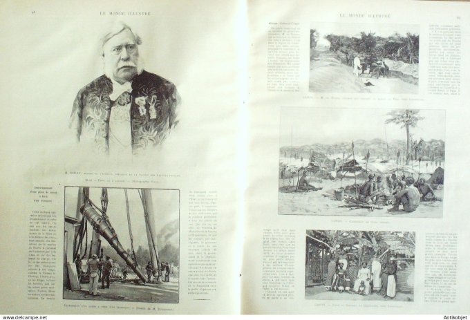 Le Monde illustré 1892 n°1815 Gabon Pira Congo Libreville Bruxelles théâtre de la monnaie