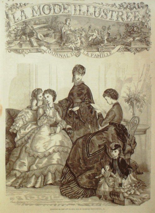 Journal Mode illustrée 1870 #  9 Toilettes de soirée