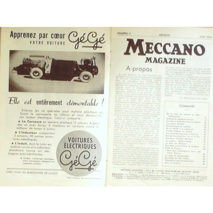 Meccano Magazine Helico Gordini Hurel Dubois 32 Automotrice 1954
