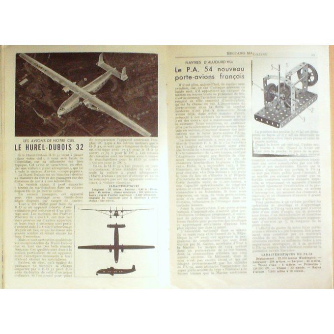 MECCANO MAGAZINE-HELICO-GORDINI-HUREL DUBOIS 32-AUTOMOTRICE-1954