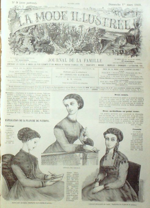 Journal Mode illustrée 1868 #  9 Veste & corsage avec corselet