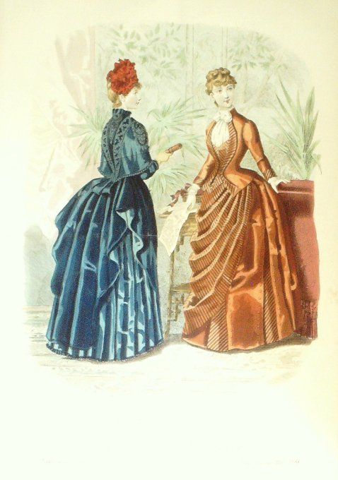 Gravure Mode illustree 1886 #  9 (Old Fashion plate)  