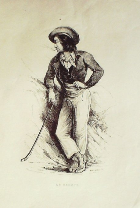 Nouvelle-Aquitaine  Basque Signée Pelez 1866