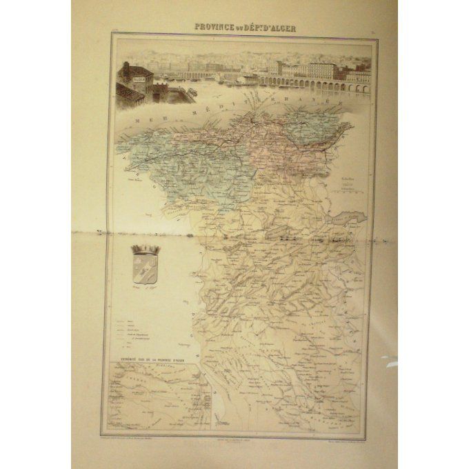 Carte ALGER ALGERIE Graveur LECOQ WALTNER BARBIER 1868