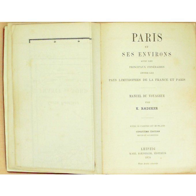 GUIDE ROUGE Baedeker-PARIS et ses ENVIRONS 1878