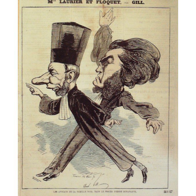 Gill André Proces Bonaparte, Floquet,Laurier 1870