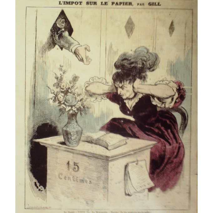 Gill André L'impot Sur Le Papier 1872