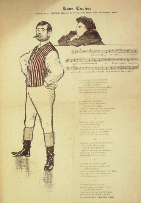 Leur Cocher Paroles Tarride Musique Charton illustration Steinlen